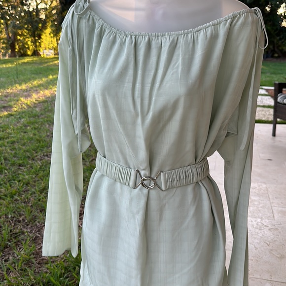 Mint colored belted boatneck with adjustable ties mini dress by Camila Coelho - Picture 3 of 12